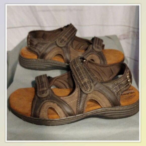 Nunn Bush Sandals Dual Comfort Brown Adjustable Upper Straps Size 10M - Picture 1 of 6